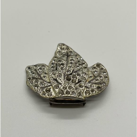 Vintage 20s/30s Art Deco Rhinestone Dress, Scarf Clip Trefoil Ivy Design - Picture 7 of 7